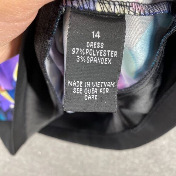 B Works Dress Women 14 Black Floral Sheath Short Zipper Sleeveless Crew Neck - Picture 8 of 9